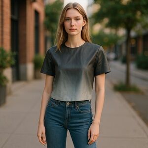 NWT Zac Posen Leather Top